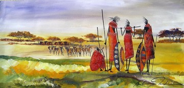 African Painting - Overlooking Homestead from Africa